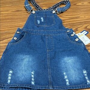 NWT Kidscool Space Kids Denim Overall Dress - Blue